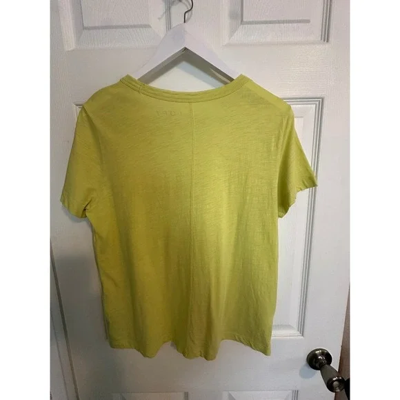 Loft Lime Green Cotton Slub Crew Neck Short Sleeve T-Shirt Med - Picture 2 of 6